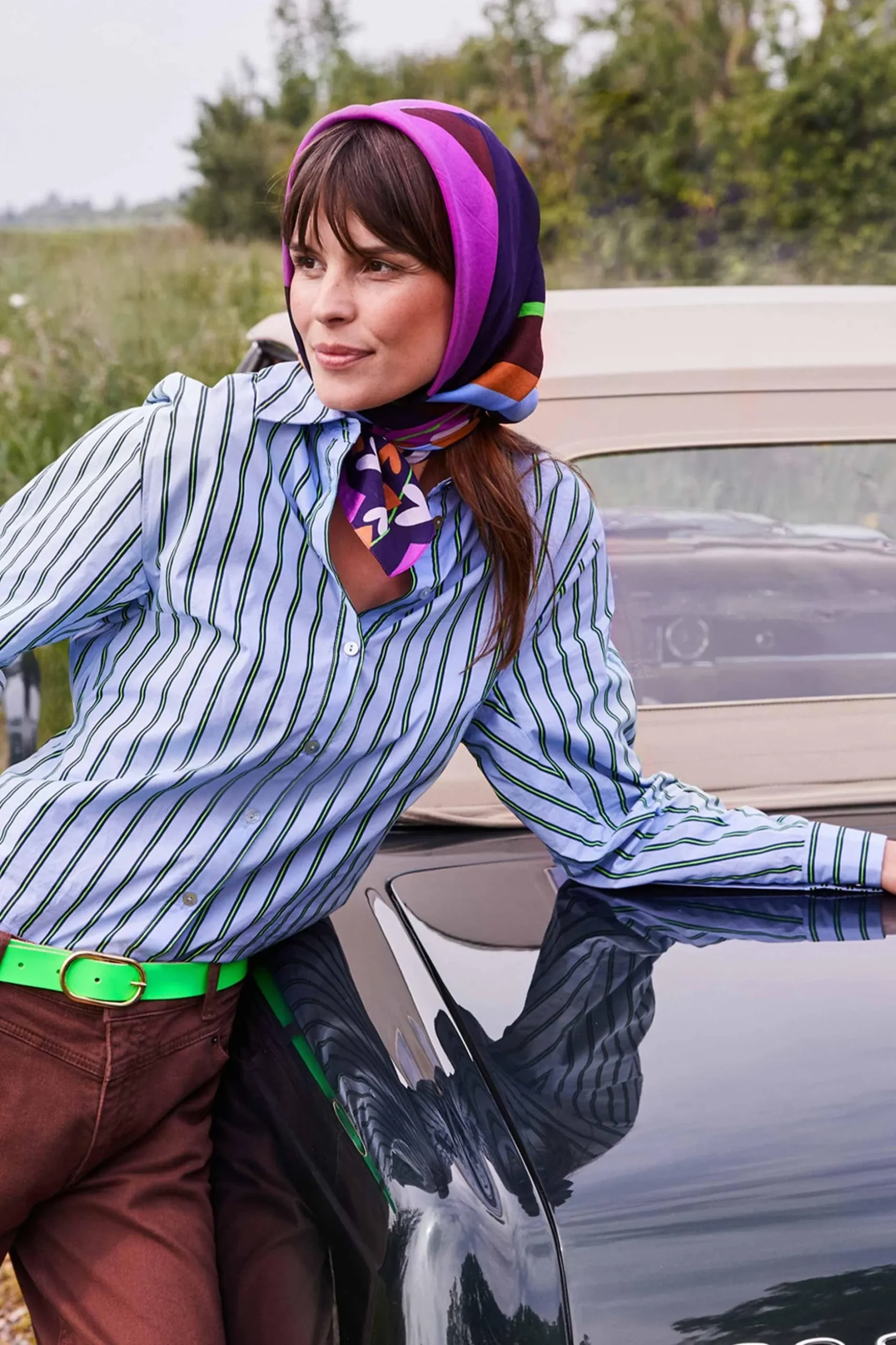BLOUSE Striped Poplin Cloudy Blue