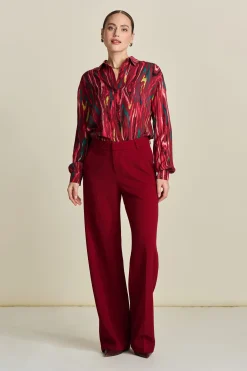 BROEK Wide Leg Burgundy Red